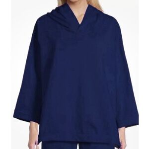 Bryn Walker Blue Frank Oversized Lagenlook Hoodie Pullover Size Medium
